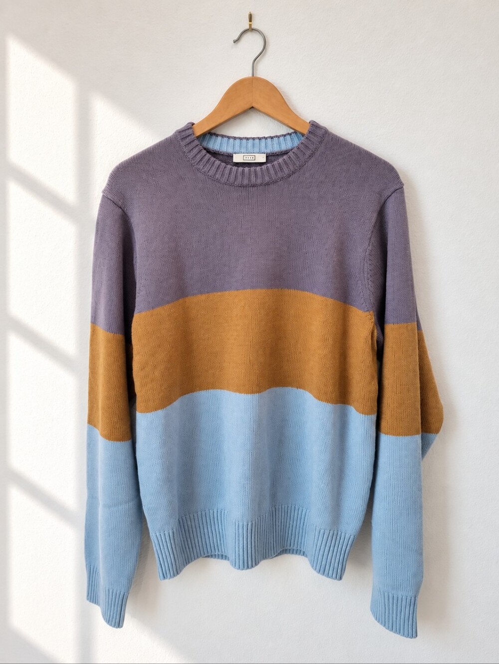 AYR The Yachty Moma Colorblock Merino Wool Sweater Men's L Quiet Luxury